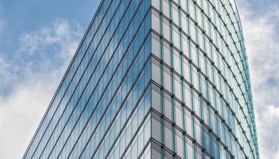 Modern glass office building exterior