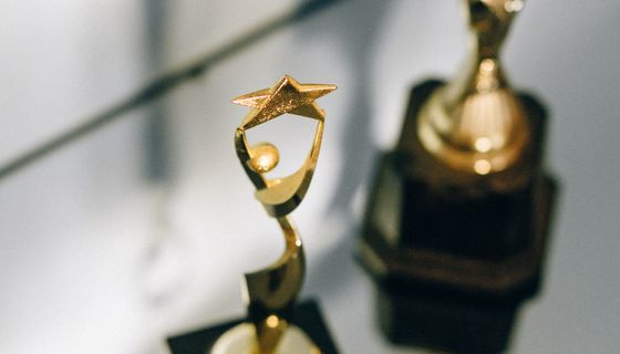 Gold award trophies