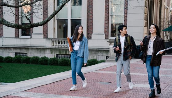Students walking on a university campus