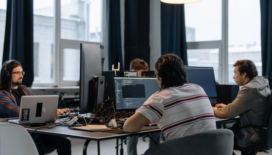 Startup team working in a modern office